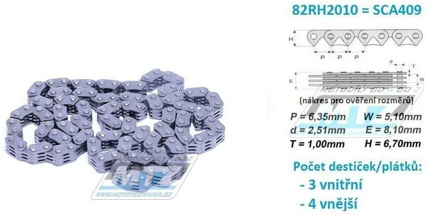 Obrázek produktu Řetěz rozvodový 82RH2010 = SCA409 (délka 102 článků) 31.822010-102