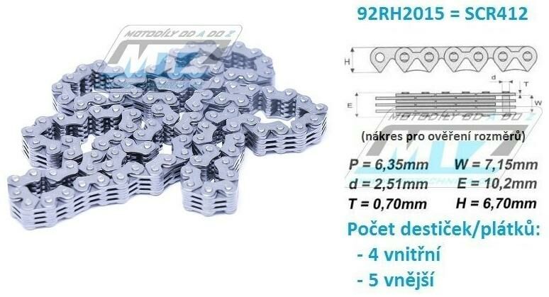 Obrázek produktu Řetěz rozvodový 92RH2015 = SCR412 (délka 154 článků) (92rh2015) 31.922015-154