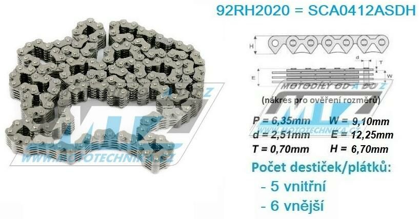 Obrázek produktu Řetěz rozvodový 92RH2020 (délka 152článků) 31.922020-152