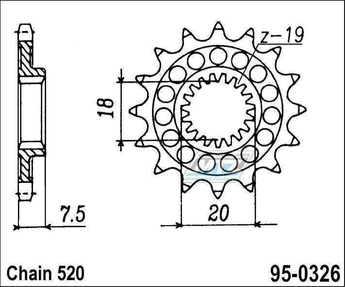 Obrázek produktu Kolečko řetězové (pastorek) 0326-14zubů MTZ - Honda CR125R / 87-03 95-0326-14