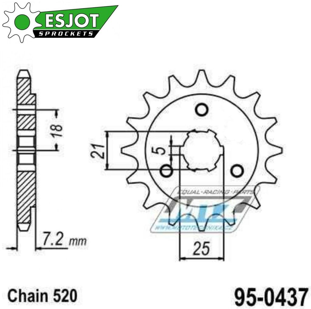 Obrázek produktu Kolečko řetězové (pastorek) 0437-14zubů ESJOT 50-32004-14 - Suzuki SP600F + DR600S + DR650RSE 95-0437-14-ES