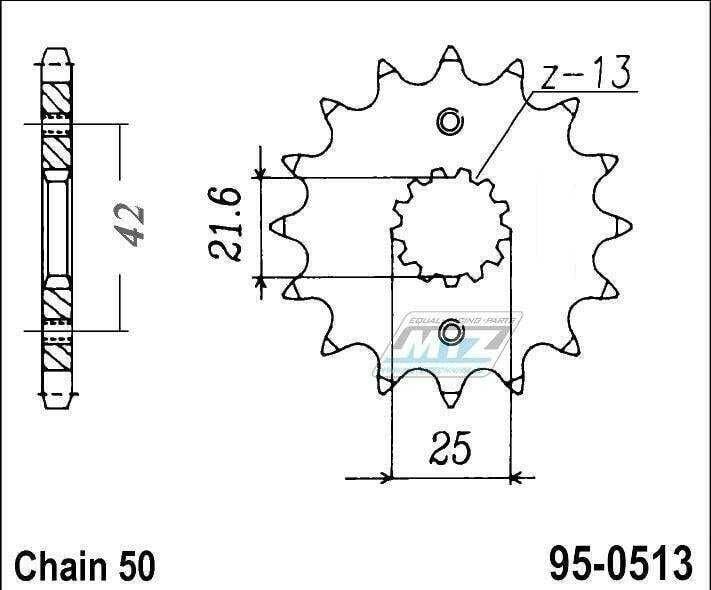 Obrázek produktu Kolečko řetězové (pastorek) 95-0513-15zubů MTZ - Suzuki GS400+GSX400 + GS550+GSF600+GS650+GSXR750+VZ800+RF900R+GSXR1100+GSF1200+GSXR1300R + Kawasaki Z250+GPZ500R+Z550+ZX600+Z650+Z750 + Yamaha RD350+SR 95-0513-15