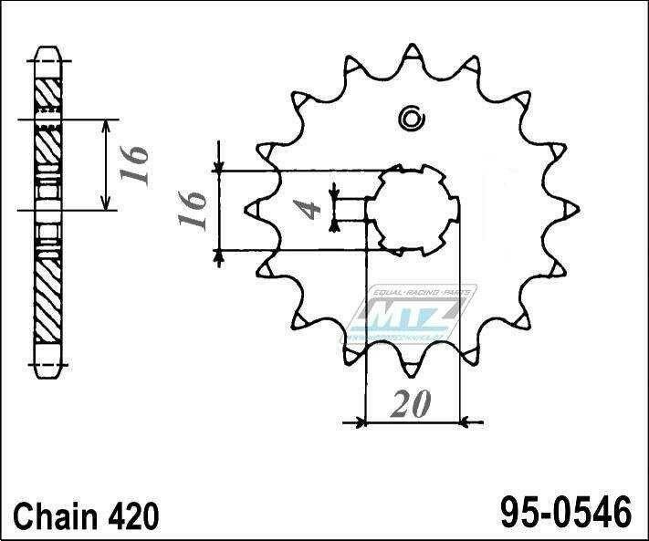 Obrázek produktu Kolečko řetězové (pastorek) 0546-13zubů MTZ - Kawasaki KX60+KX65+KX80+KX85+KX100 + Suzuki RM60+RM65 + Yamaha TTR50+TTR90+TTR110 + DT50+DT80+DT100 + YZ60+PW80 + RD80+BW80+LB80 + YB100+MX100+RT100 95-0546-13