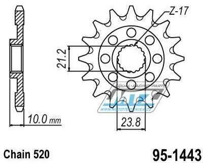 Obrázek produktu Kolečko řetězové (pastorek) 1443-15zubů MTZ - Suzuki RMZ450 / 13-23 95-1443-15