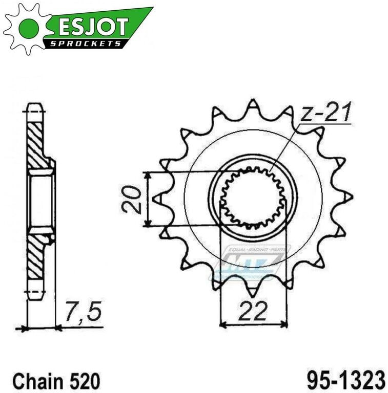 Obrázek produktu Kolečko řetězové (pastorek) 1323-12zubů ESJOT 50-32128-12S - Honda CR125 / 04-07 + CRF250R / 04-17 + CRF250X / 04-17 95-1323-12-ES