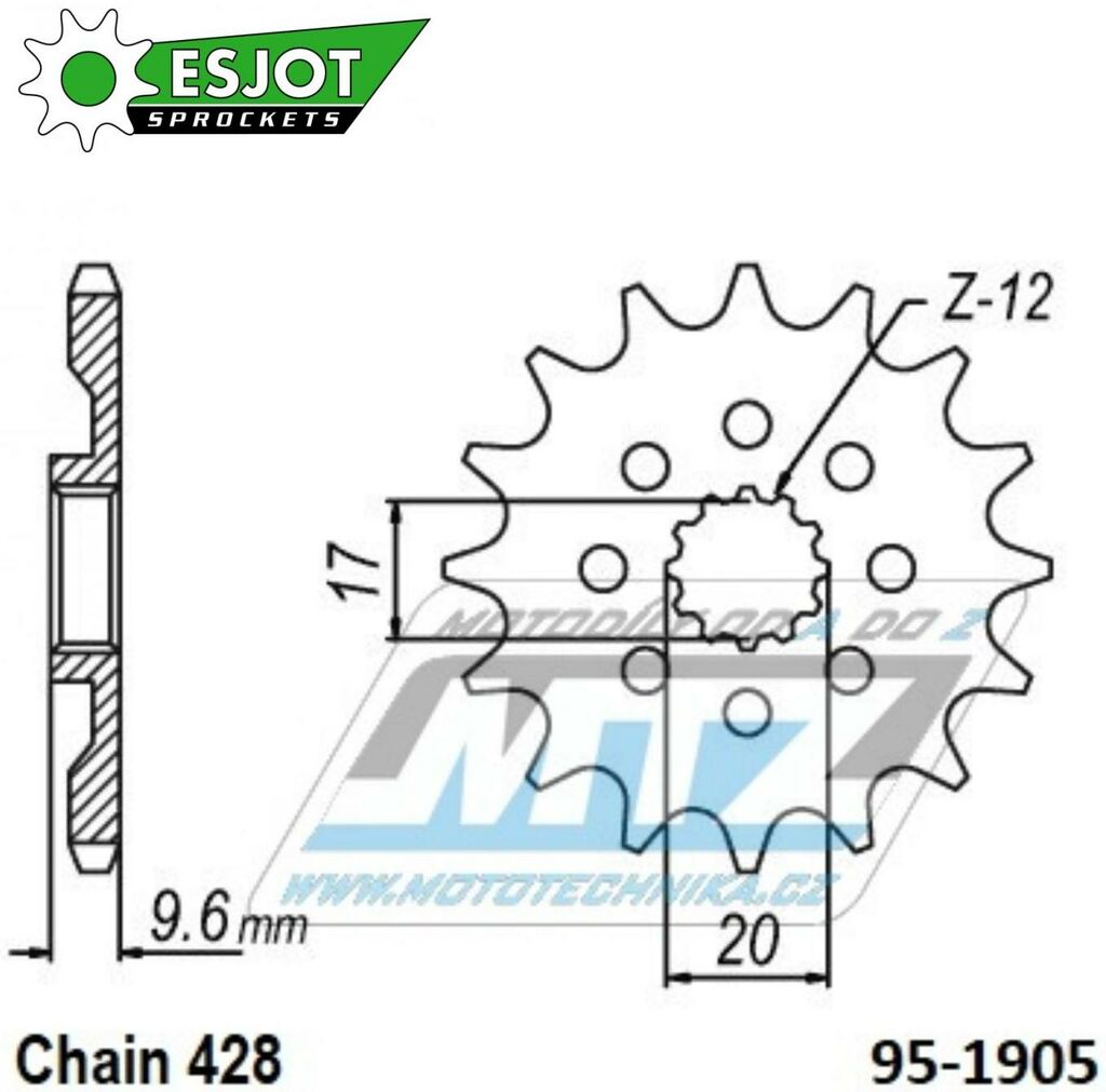 Obrázek produktu Kolečko řetězové (pastorek) 1905-13zubů ESJOT 50-15076-13S - KTM 85SX / 18-23 + Husqvarna TC85 / 18-23 + Gas-Gas MC85 95-1905-13-ES