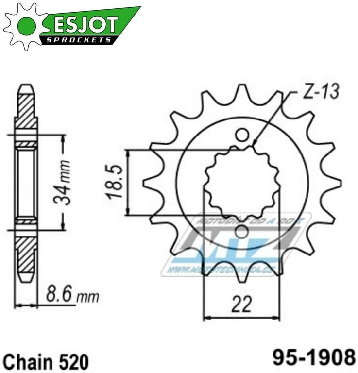 Obrázek produktu Kolečko řetězové (pastorek) 1908-14zubů ESJOT 50-32179-14 - KTM 390 Adventure + 390 Duke + 390RC + Husqvarna 401 Svartpilen + 401 Vitpilen 95-1908-14-ES