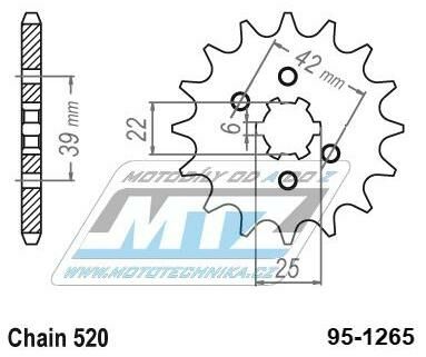 Obrázek produktu Kolečko řetězové (pastorek) 1265-14zubů MTZ - Honda XL250 / 76-81 + XL250 K1/K2 (USA) / 72-76 95-1265-14