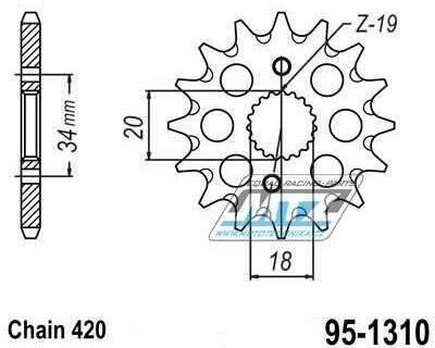 Obrázek produktu Kolečko řetězové (pastorek) 1310-15zubů MTZ - Honda CRF150R / 07-24 + CRF150RB 95-1310-15