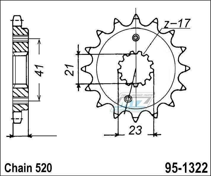 Obrázek produktu Kolečko řetězové (pastorek) 1322-13zubů MTZ - Honda CRM250 + TRX400 EX Sportrax + XR400R 95-1322-13