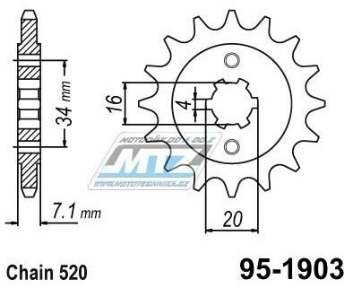 Obrázek produktu Kolečko řetězové (pastorek) 1903-14zubů MTZ - KTM 125 Duke + 125RC + 200 Duke + 200RC + Husqvarna 125 Svartpilen 95-1903-14