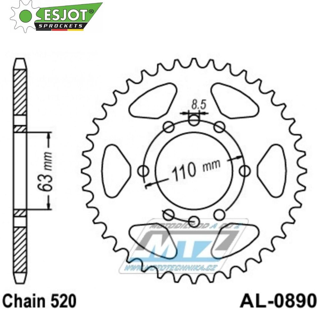 Obrázek produktu Rozeta řetězová (převodník) Dural 0890-43zubů ESJOT 51-32147-43BP - barva černá elox - Husqvarna 401 Svartpilen+401 Vitpilen / 19-21 + KTM 125RC / 14-21+125 Duke ( ABS ) / 14-21+200 Duke ABS / 14-20+2 AL-0890-43-ES