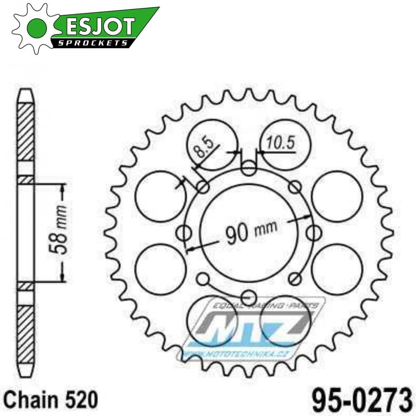 Obrázek produktu Rozeta ocelová (převodník) 0273-45zubů ESJOT 50-32013-45 - Honda CMX250C / 96-16 + CMX250CD Rebel (USA) / 96-16 + CA125S Rebel / 95-01 + CMX250 Rebel / 00 + VT125C Shadow / 99-07 + XL125V Varadero / 0 95-0273R-45-E