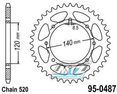 Obrázek produktu Rozeta ocelová (převodník) 0487-45zubů MTZ - Kawasaki W800 + BJ Estrella 250 + KLE250 + KLR650 + KLE500 + KLR500 + KLX650 + KLX650R 95-0487-45