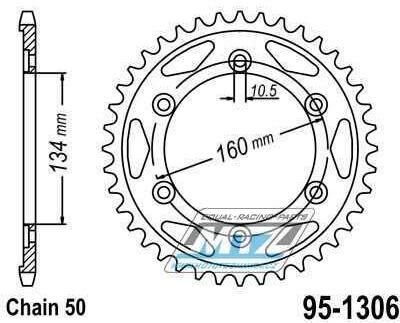 Obrázek produktu Rozeta ocelová (převodník) 1306-41zubů MTZ - Honda CBR900RR Fireblade + CBR929RR Fire Blade + CBR954RR Fire Blade + CBR1000RR Fireblade + CBR1000S Fireblade SP + VTR1000 SP 95-1306-41