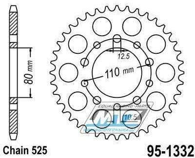 Obrázek produktu Rozeta ocelová (převodník) 1332-42zubů MTZ - Honda CB1 + CB350SG + CB450SG + CB500 + CB750 + CBR400 + CMX450 Rebel + GB500 Clubman + VT600C Shadow + XBR500 + XRV750 Africa Twin + Triumph 800 America + 95-1332R-42