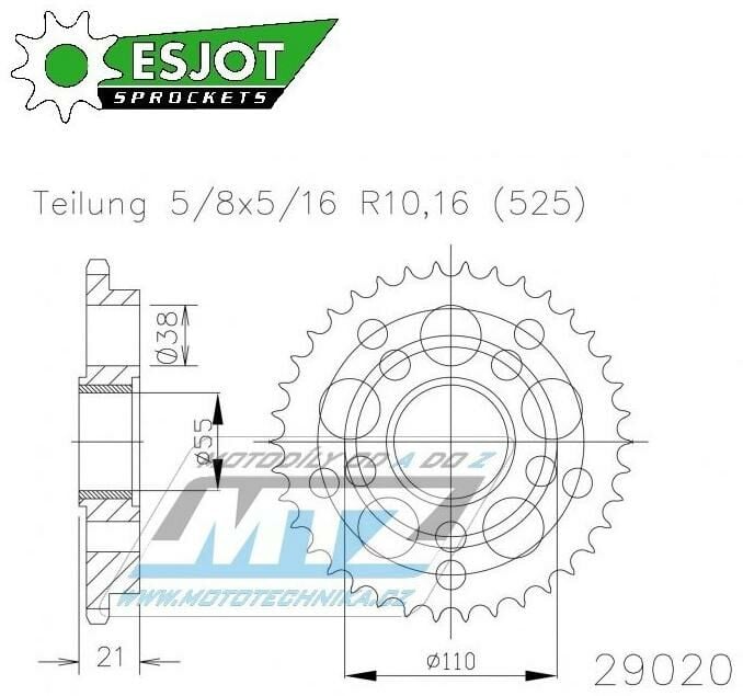 Obrázek produktu Rozeta ocelová (převodník) 29020-39zubů ESJOT 50-29020-39 - Ducati 1100 Hypermotard Evo + 821 Hypermotard + 821 Hyperstrada + 848 + 916 Mono Biposto + 916 Super Sport + 996 Monster + 998 SPS 50-29020-39