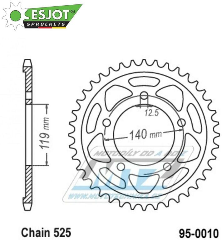 Obrázek produktu Rozeta ocelová (převodník) 0010-44zubů ESJOT 50-29064-44 - BMW F750GS+F850GS+F900R+F900XR / 18-20 + S1000RR / 19-20 95-0010-44-ES