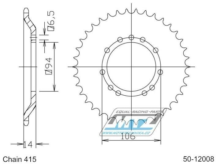 Obrázek produktu Rozeta ocelová (převodník) 12008-48zubů ESJOT 50-12008-48 - KTM 50 SX Pro Junior / 97-12 + KTM SX 50 Pro Senior / 97-03 + KTM SX 50 Adventure &quot;vyosená&quot; / 97-00 50-12008-48