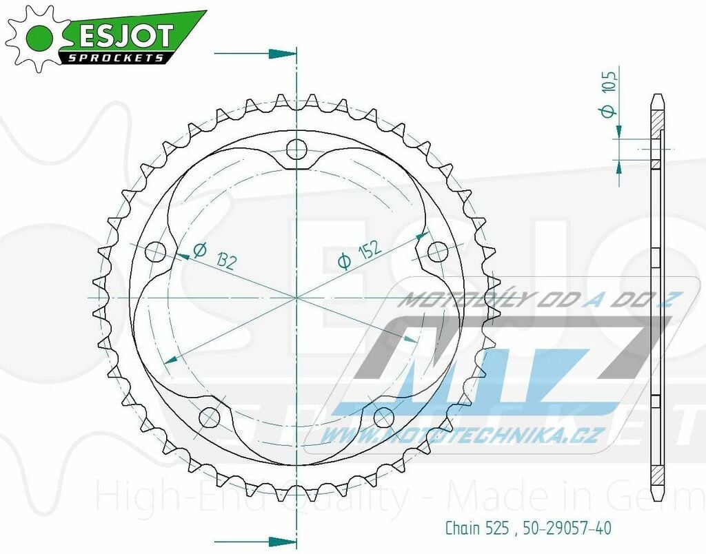 Obrázek produktu Rozeta ocelová (převodník) 29057-41zubů ESJOT 50-29057-41 - MV Agusta 1000 RUSH + 1090 Brutale + 675F3 ABS + 800 Brutale Rosso + 800 Dragster + 800 Superveloce + 800 Stradale + 800 Rivale + 920 Brutal 50-29057-41