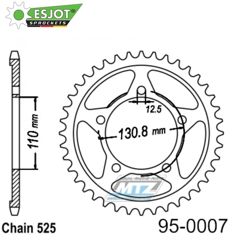 Obrázek produktu Rozeta ocelová (převodník) 0007-44zubů ESJOT 50-29042-44 - BMW S1000R / 13-20 + S1000RR / 09-18 + S1000XR / 14-20 95-0007-44-ES