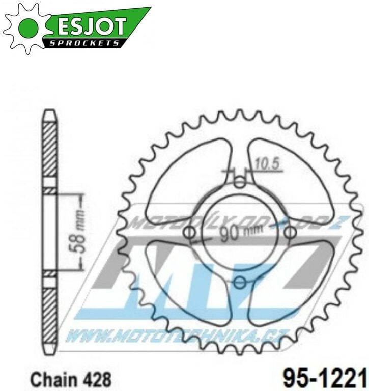 Obrázek produktu Rozeta ocelová (převodník) 1221-45zubů ESJOT 50-15090-45 - Honda CBR125R / 11-17 + CB125F / 15-20 + CBR125+GLR125+GTR150 95-1221-45-ES