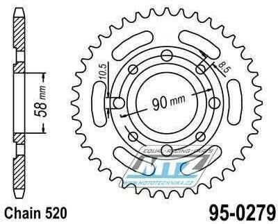 Obrázek produktu Rozeta ocelová (převodník) 0279-43zubů MTZ - Honda CM250+CMX250 + CM250+CMX250 Rebel + CA250+CD250 + CB250 Night Hawk + NS125F+NS125R+NSR125F + MBX125+MTX125R + XL125+XL175 + Yuki 250 95-0279-43