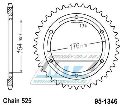 Obrázek produktu Rozeta ocelová (převodník) 1346-43zubů MTZ - Honda VFR800F Interceptor VTEC (ABS) / 14-20 + VFR800 X Crossrunner / 15-20 + CB1000R / 18-20 + CB1000R ABS (Canada) / 18-20 95-1346-43