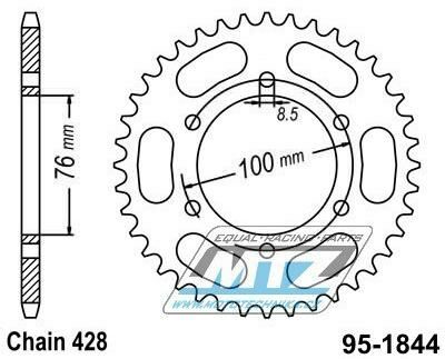 Obrázek produktu Rozeta ocelová (převodník) 1844-48zubů MTZ - Yamaha MT125+FZ16+YS125 + YZFR125 + YZF-R125 + XSR125+MTM125+MTN125 95-1844-48