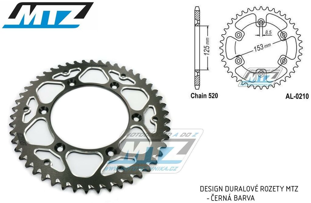 Obrázek produktu Rozeta řetězová (převodník) Dural 0210-48zubů MTZ - barva černá - Honda CR125+CR250+CR500 + CRF250R+CRF250X+CRF450R+CRF450X+CRF450RX+CRF450L + CRM250+CRF150F + CRF230F / 03-21 + XR250S+XL250S+XL250 +  AL-0210-48-E2