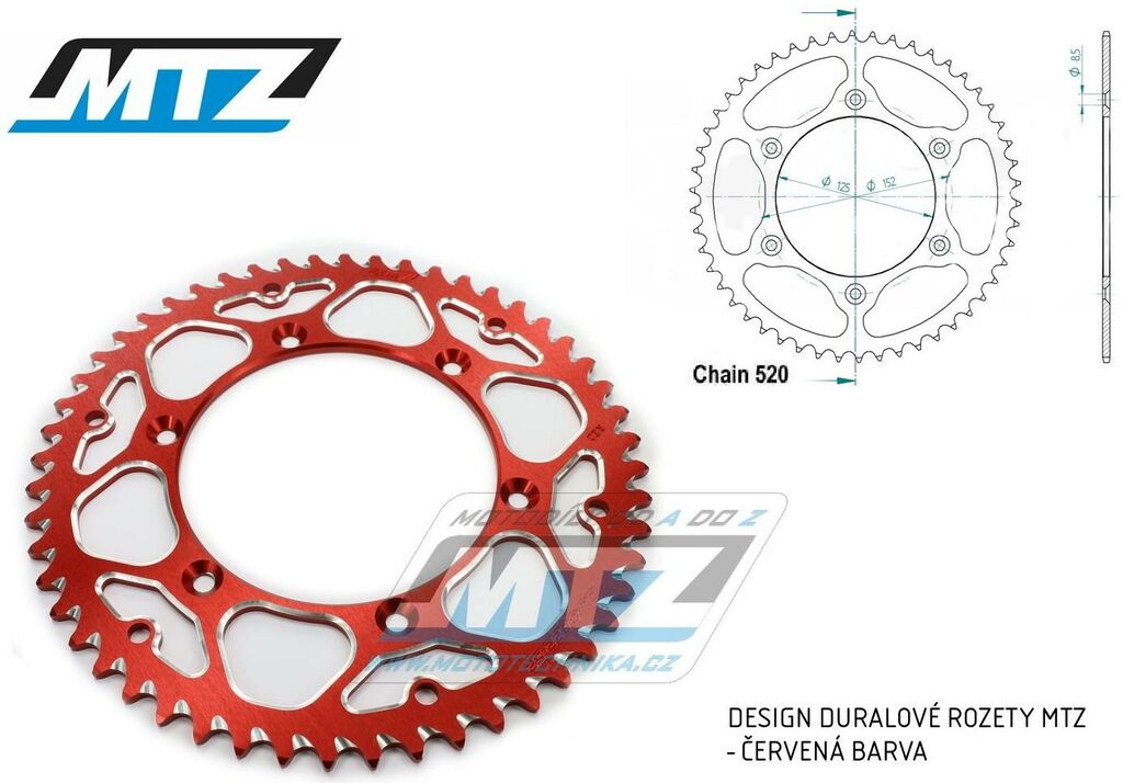 Obrázek produktu Rozeta řetězová (převodník) Dural BETA-49zubů MTZ červená - Beta RR125+RR200+RR250+RR300 / 13-21 + RR350+RR390 +RR400+RR430+RR450+RR480+RR498 + RS390+XTrainer300+XTrainer250 / 13-21 AL-BETA-49-E4
