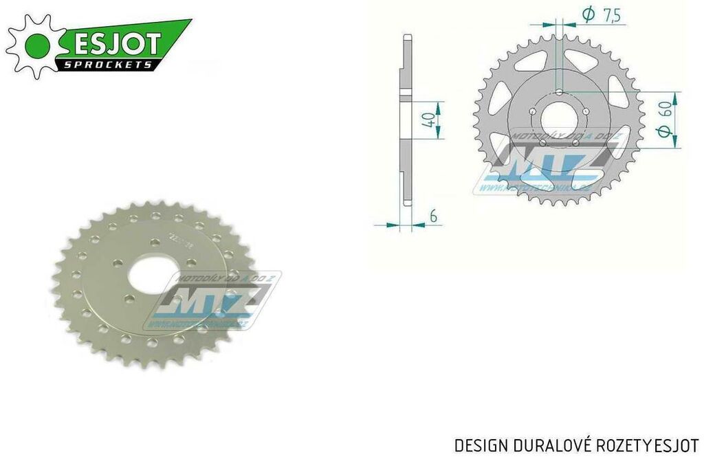 Obrázek produktu Rozeta řetězová (převodník) Dural KTM50B-46zubů ESJOT 51-12200-46 - barva stříbrná - KTM 50SX Pro Senior LC / 03-13 AL-KTM50B-46E