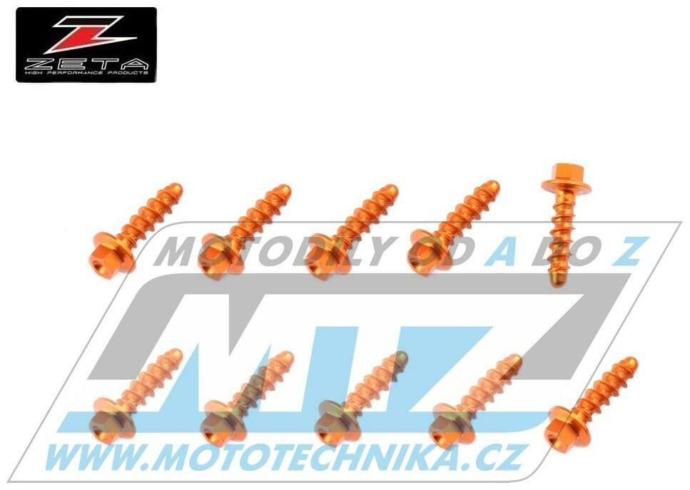 Obrázek produktu Sada šroubů na plasty (sada 10ks) - ZETA ZE88-5893 - KTM SX+SXF + EXC+EXCF - oranžové ZE885893