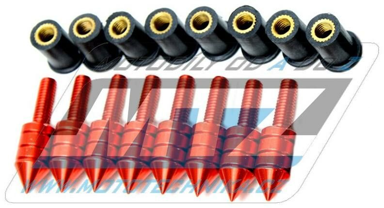 Obrázek produktu Šrouby a matice pro montáž plexi štítu M5x15mm (sada 8ks) - červené 00-39504