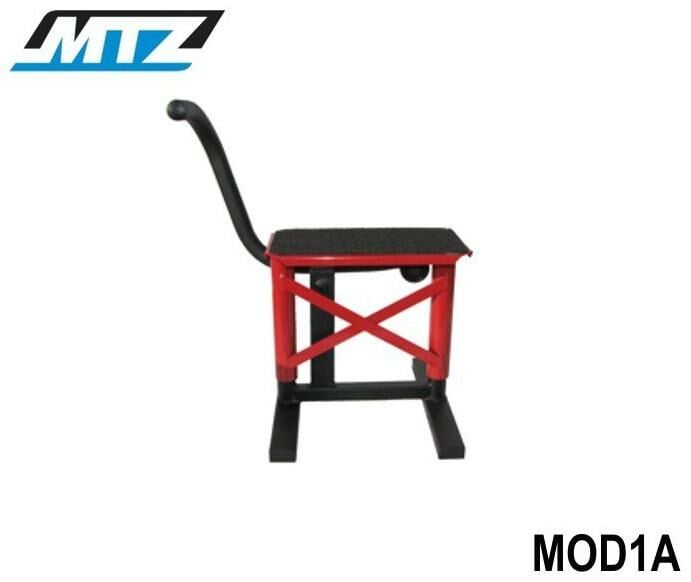Obrázek produktu Stojánek MX (stojan pod motocykl) s kovovou deskou a protiskluzovou gumou - červený MOD1A-04/02