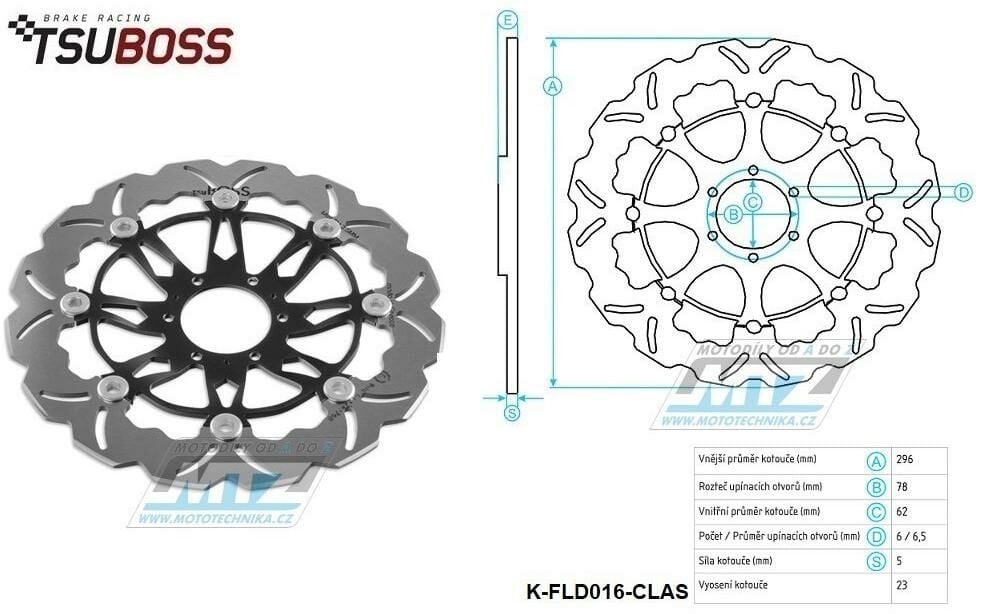 Obrázek produktu Kotouč brzdový (296/62/6D) - zubatý design - Honda CB400Four + CB600F Hornet / 98-99 K-FLD016-WAVE