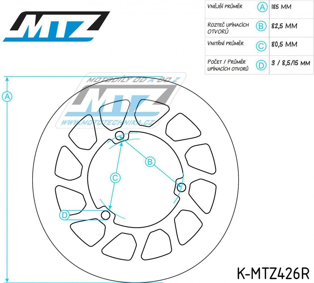 Obrázek produktu Kotouč brzdový (185/80/3D) - kulatý design - Rieju Drac50+MXR50+RR50+SMX50 + RJ125+RR125+RS125 K-MTZ426R-CLA