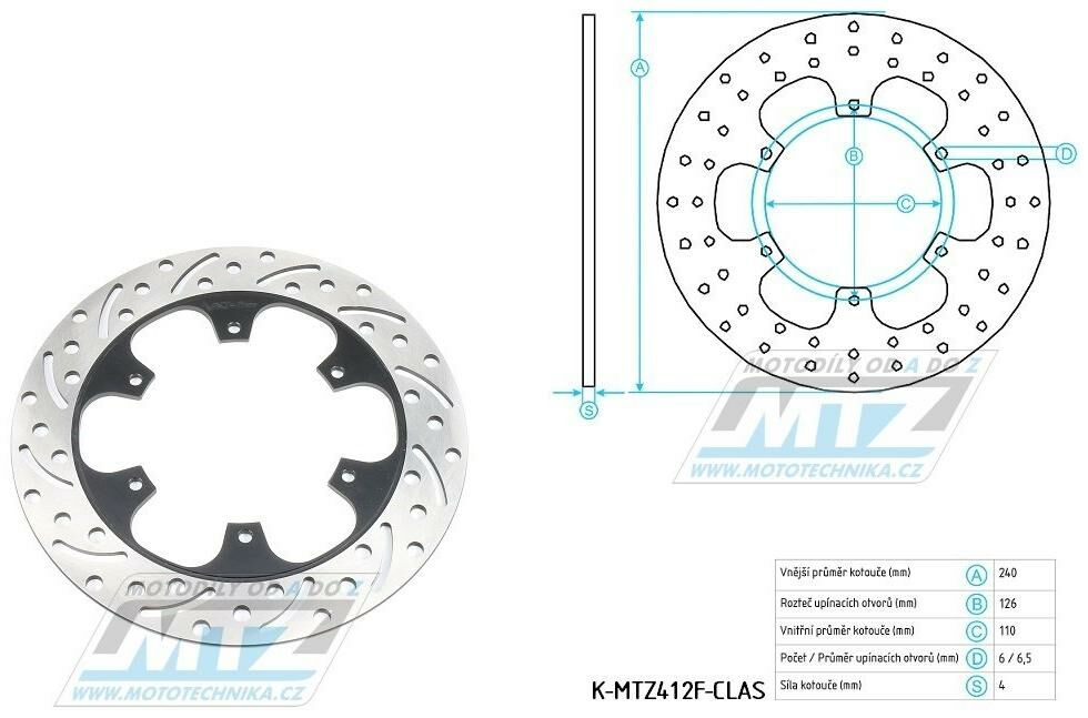 Obrázek produktu Kotouč brzdový (240/108/6D) - kulatý design - Yamaha XT125R / 05-09+DT50R / 03-06 +Derbi Senda50 SM / 00-02+Senda50 R / 00-03 + X-race50+X-Treme50 + Honda CRE50Baja + MBK X-limit50 + Peugeot XP6 Endur K-MTZ412F-CLA