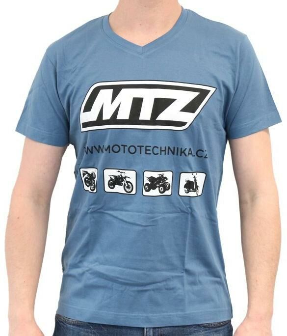 Obrázek produktu Tričko MTZ V-NECK SLIM s potiskem (barva Denim) - velikost M MTZTRICKO-M