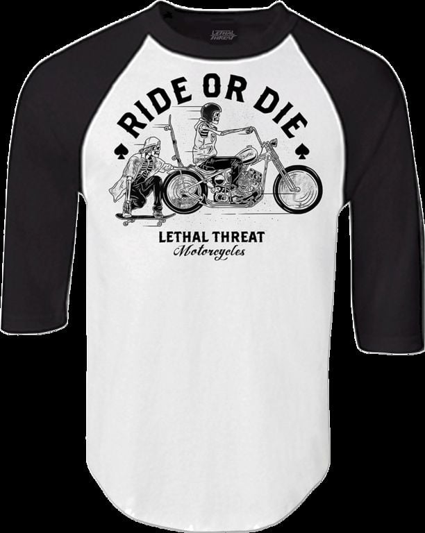 Obrázek produktu LETHAL THREAT TRIČKO 3/4 RIDEODIE WH/BK 2X (LT20582XXL) LT20582XXL