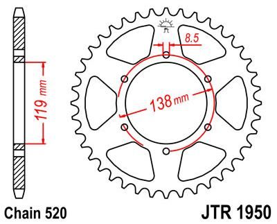 Obrázek produktu ZADNÍ ŘETĚZOVÉ KOLO 48T 520 JTR1950.48