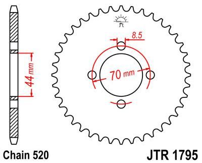 Obrázek produktu ZADNÍ ŘETĚZOVÉ KOLO 24T 520 JTR1795.24