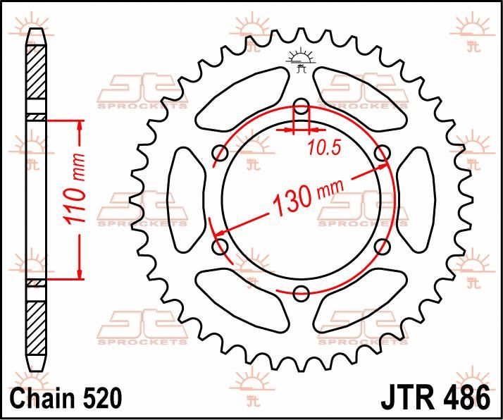 Obrázek produktu ZADNÍ ŘETĚZOVÉ KOLO 38T 520 JTR486.38
