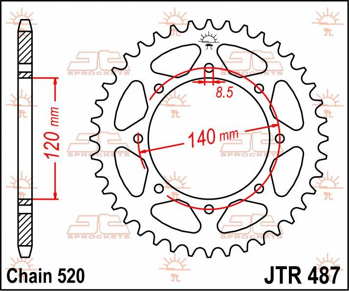 Obrázek produktu ZADNÍ ŘETĚZOVÉ KOLO 38T 520 JTR487.38