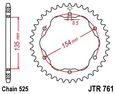 Obrázek produktu ZADNÍ ŘETĚZOVÉ KOLO 38T 525 JTR761.38