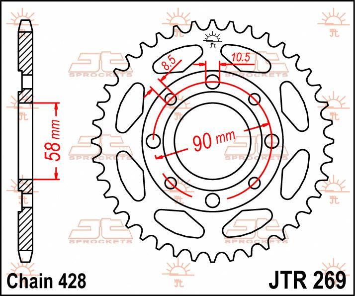 Obrázek produktu ZADNÍ ŘETĚZOVÉ KOLO 40T 428 JTR269.40
