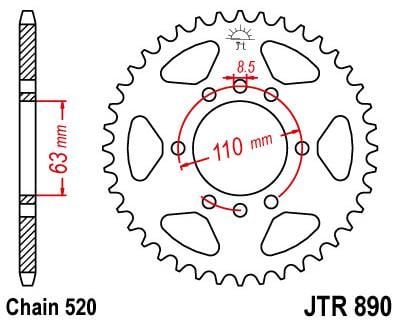 Obrázek produktu ŘETĚZOVÉ KOLO ZADNÍ 42T 520 BLK JTR890.42ZBK