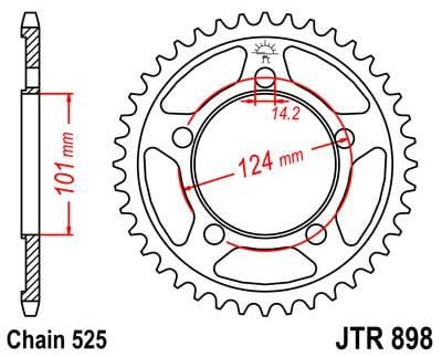 Obrázek produktu ZADNÍ ŘETĚZOVÉ KOLO 42T 525 JTR898.42