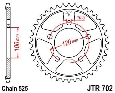 Obrázek produktu ZADNÍ ŘETĚZOVÉ KOLO 43T 525 JTR702.43