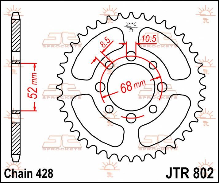 Obrázek produktu ZADNÍ ŘETĚZOVÉ KOLO 44T 428 JTR802.44